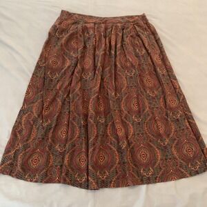 Maggie Lawrence Skirt Womens Large Multicolor Paisley Pleated Midi Pockets Rayon